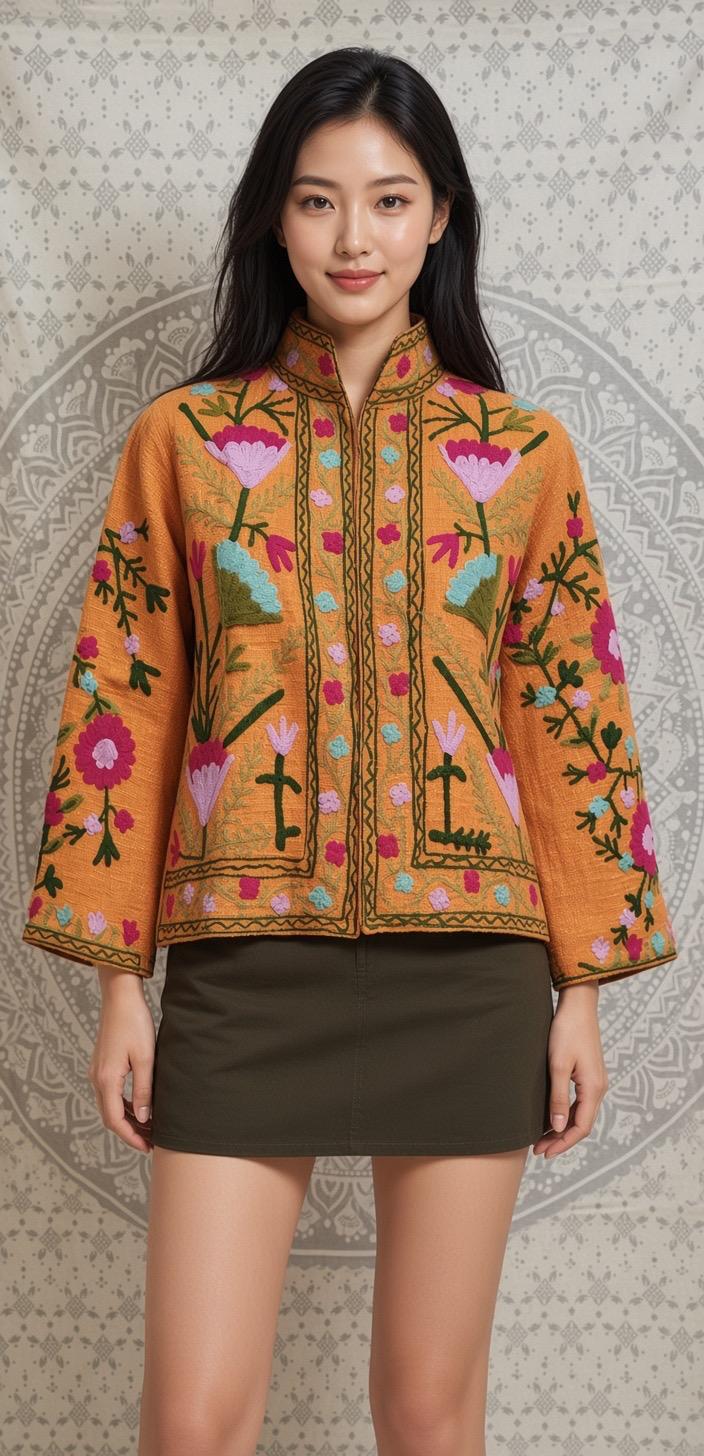 Embroidered T&T Jacket (6 colors - Light Sage Green / Slate Blue / Orange / Teal Green / Light Blue-Grey / Vibrant Orange)