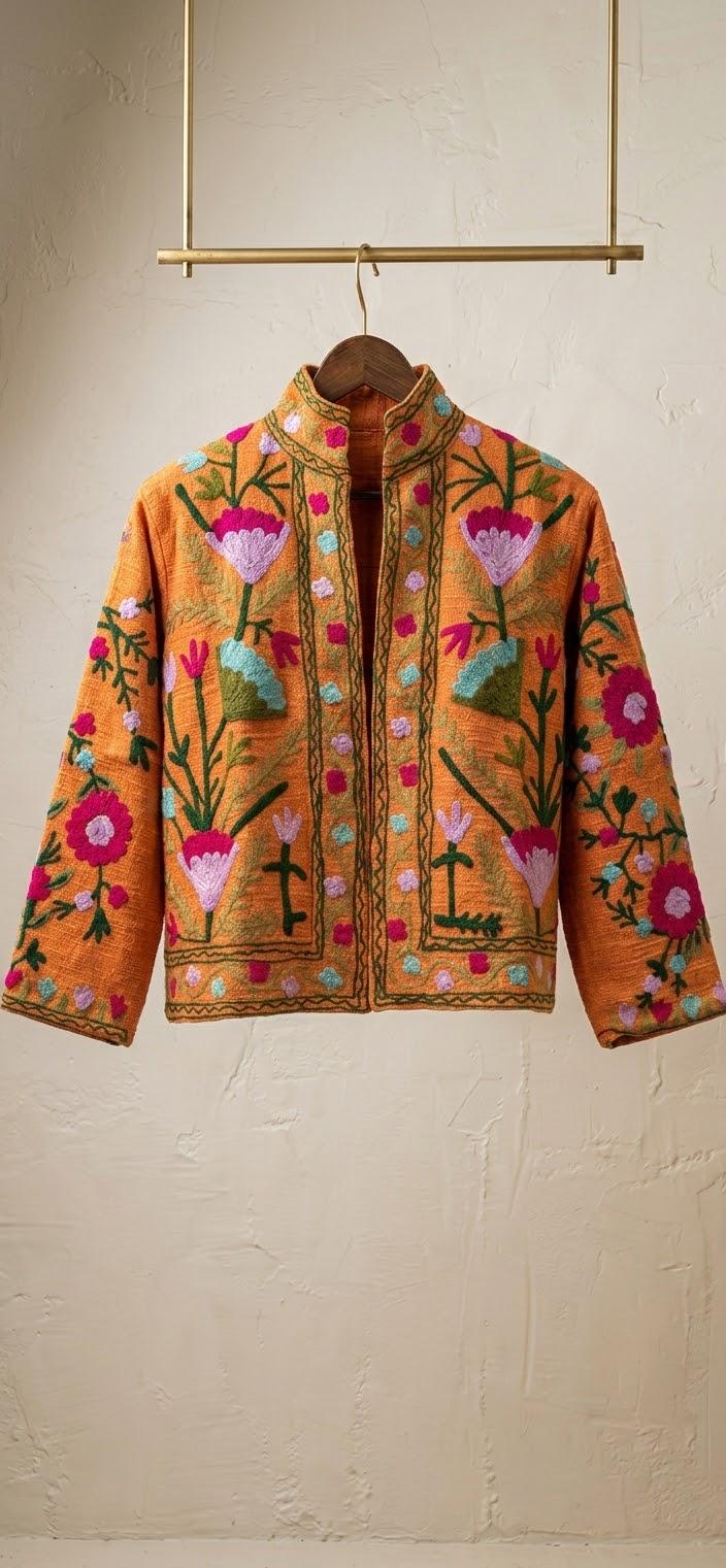 Embroidered T&T Jacket (6 colors - Light Sage Green / Slate Blue / Orange / Teal Green / Light Blue-Grey / Vibrant Orange)