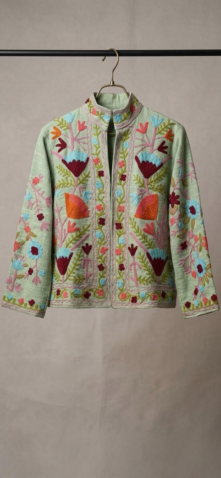 Embroidered T&T Jacket (6 colors - Light Sage Green / Slate Blue / Orange / Teal Green / Light Blue-Grey / Vibrant Orange)