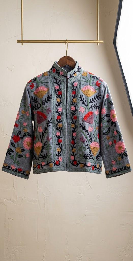 Embroidered T&T Jacket (6 colors - Light Sage Green / Slate Blue / Orange / Teal Green / Light Blue-Grey / Vibrant Orange)