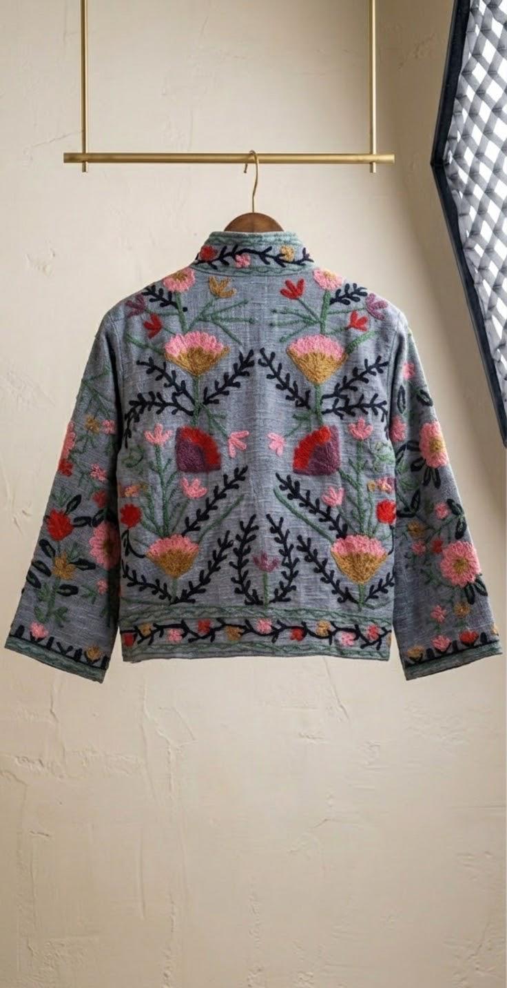 Embroidered T&T Jacket (6 colors - Light Sage Green / Slate Blue / Orange / Teal Green / Light Blue-Grey / Vibrant Orange)
