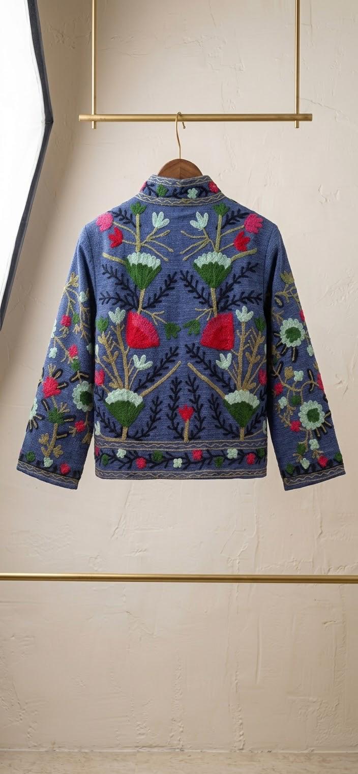 Embroidered T&T Jacket (6 colors - Light Sage Green / Slate Blue / Orange / Teal Green / Light Blue-Grey / Vibrant Orange)