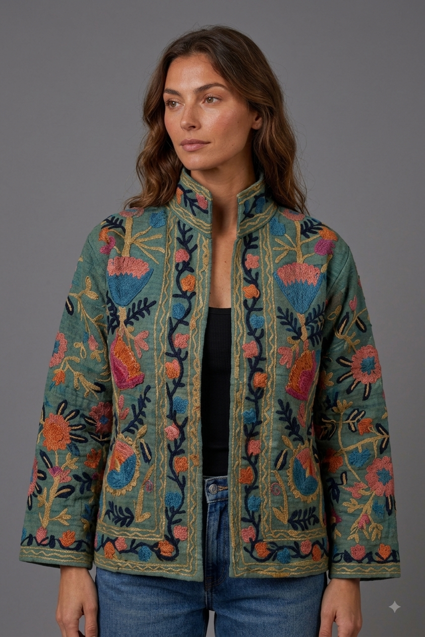 Embroidered T&T Jacket (6 colors - Light Sage Green / Slate Blue / Orange / Teal Green / Light Blue-Grey / Vibrant Orange)