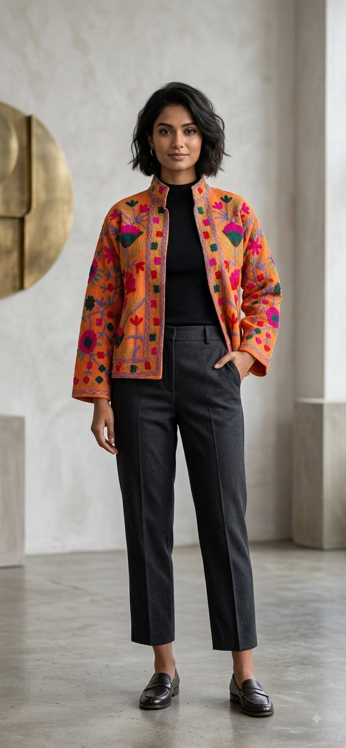 Embroidered T&T Jacket (6 colors - Light Sage Green / Slate Blue / Orange / Teal Green / Light Blue-Grey / Vibrant Orange)