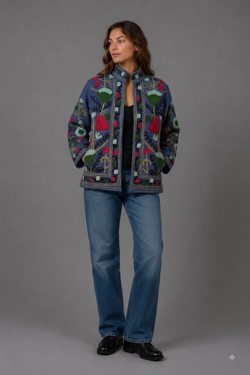 Embroidered T&T Jacket (6 colors - Light Sage Green / Slate Blue / Orange / Teal Green / Light Blue-Grey / Vibrant Orange)