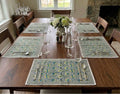Floral All-Over Hand Block Printed Table Mat Set (6 pieces / colour) - 3 Colours (Yellow & Teal / Yellow & Pink / Pink & Teal)