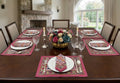 Crimson Floral Hand Block Printed Table Mat Set (6 table mats + 6 napkins)