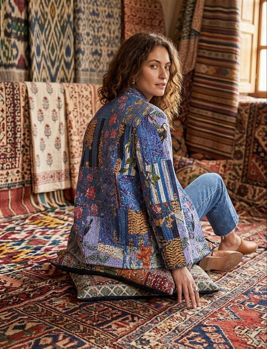 Reversible Patchwork Quilted Cotton Jacket