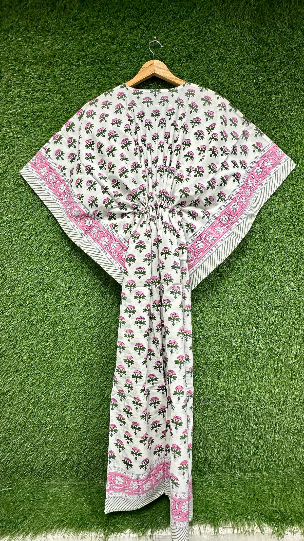 Pink Lotus Block Printed Kaftan