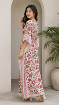 Pink Rose Block Printed Kaftan