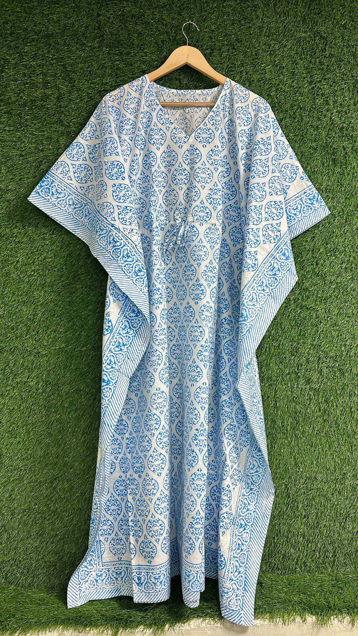Mughal Arch Block Printed Kaftan (2 colors - Pink / Light Blue)
