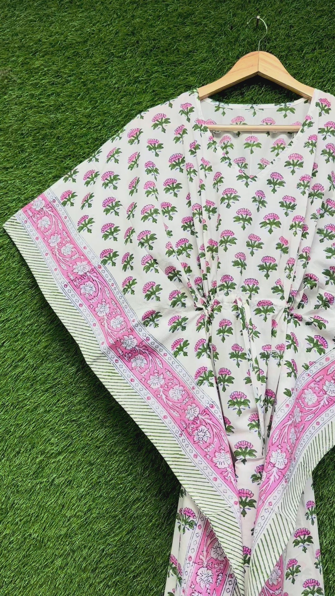 Pink Lotus Block Printed Kaftan