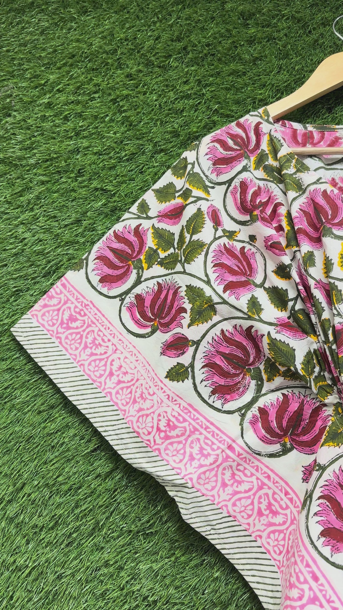 Pink Rose Block Printed Kaftan